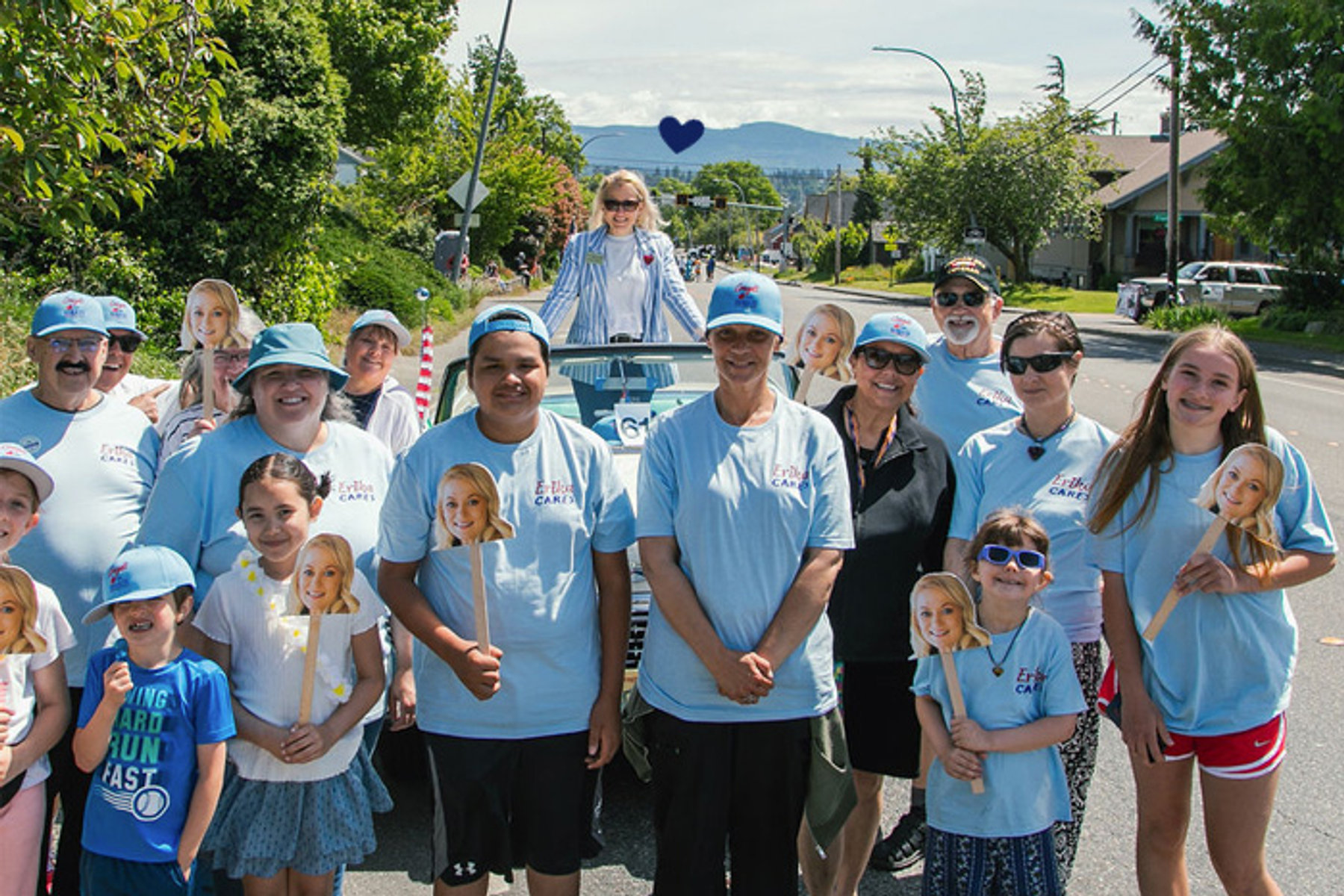 Erika Creydt with supporters at a community parade in Whatcom County